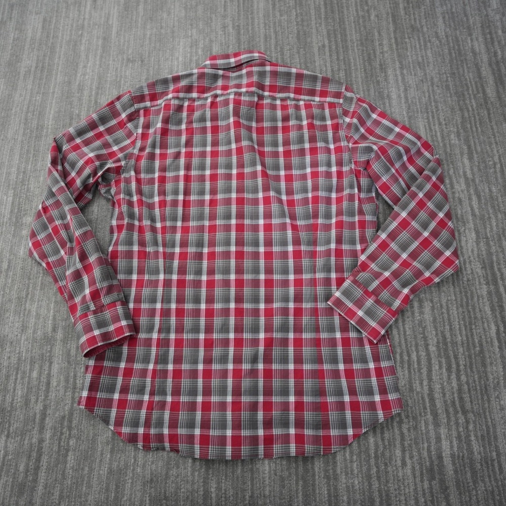 Banana Republic Shirt Men Plaid Button Up Red Gray Long Sleeve Stretch Slim L - Picture 3 of 9